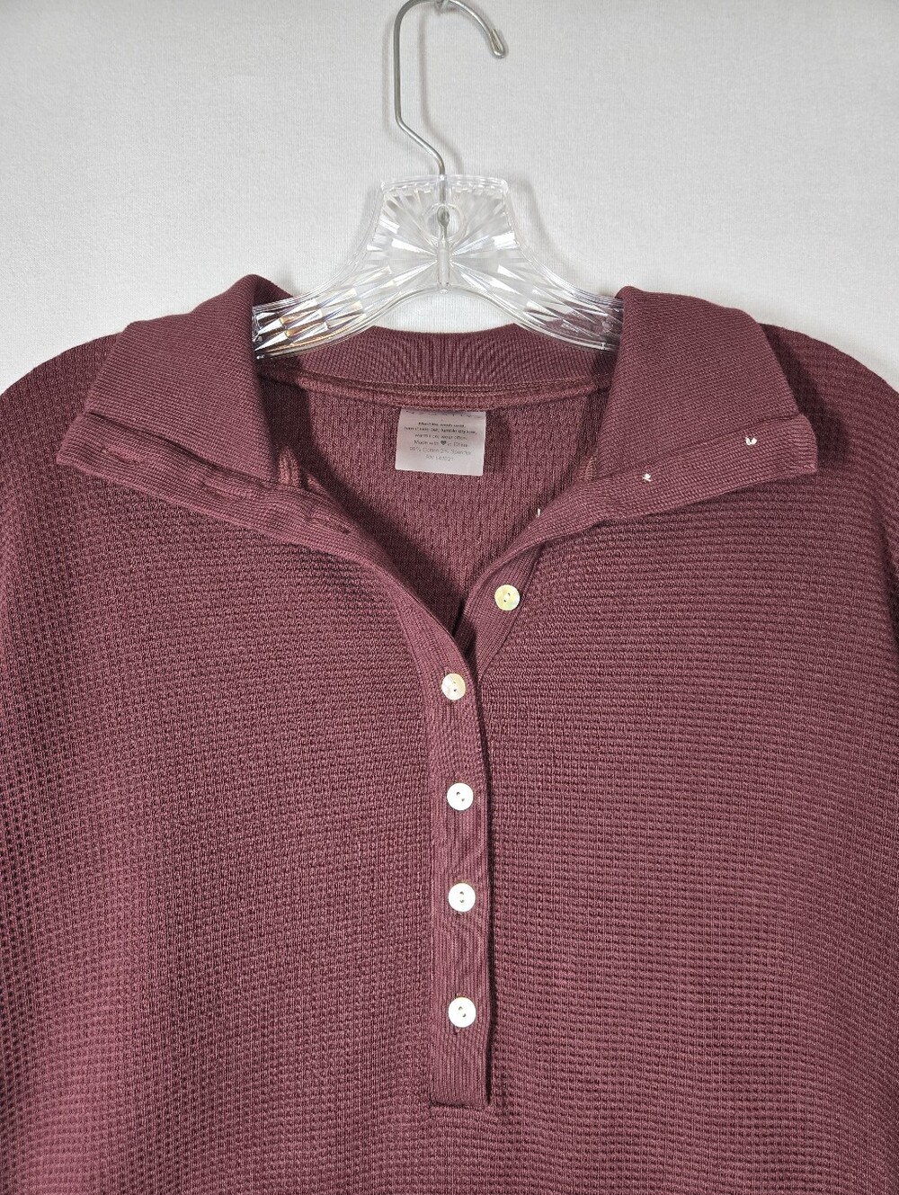 Negative Underwear Waffle Knit Pullover Top Women's Large Garnet - Picture 7 of 12
